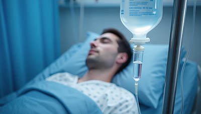 Пациент лежит на койке